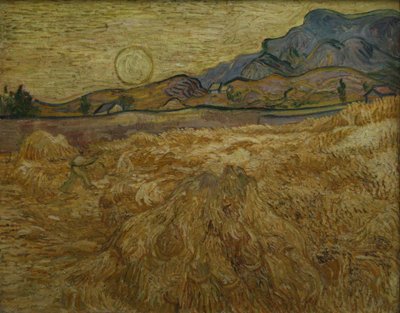 Kornfeld mit Mäher und Sonne von Vincent van Gogh